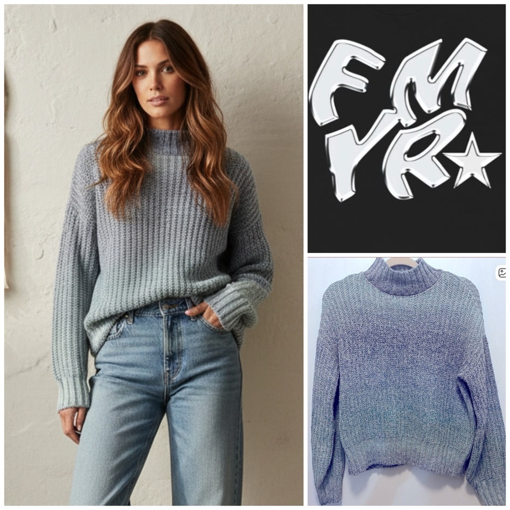 Freshman 1996 Turquoise & Purple Ombré Mock Neck Sweater